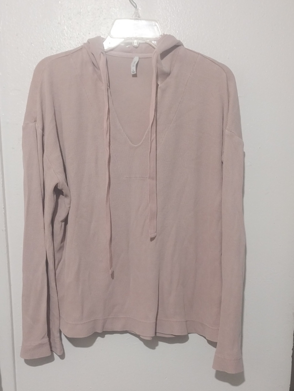 Z SUPPLY... Light Pink Women's Hooded V-Neck Sweater